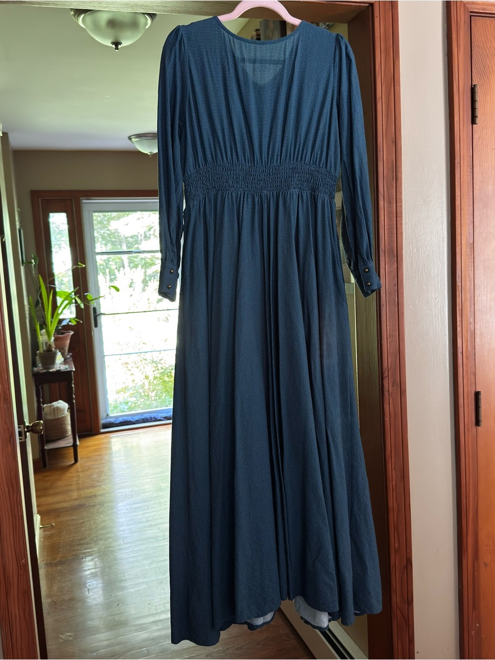 Super Cute Dresses indigo lattice maxi prairie dress cotton size S - Picture 3 of 3